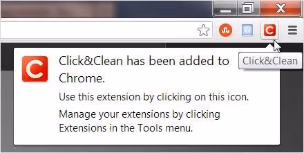 Значок Click Clean на панелі інструментів Chrome