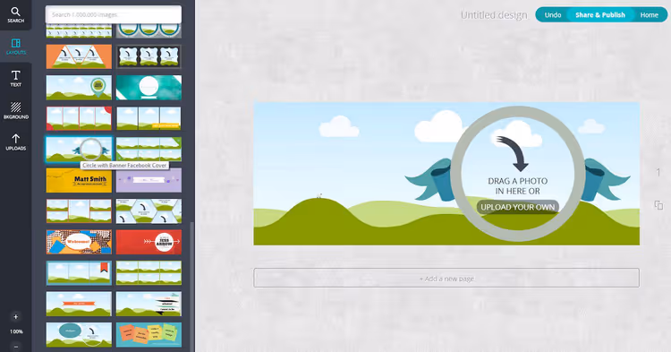 Canva workspace with templates and tools panel