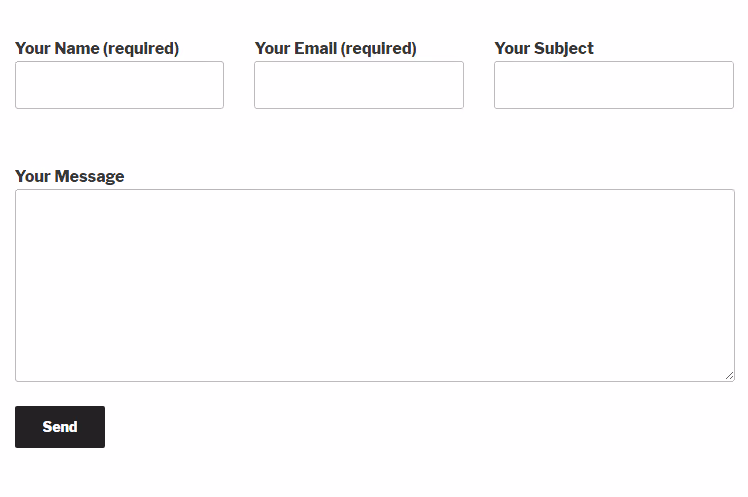 Trois champs Contact Form 7 sur une ligne