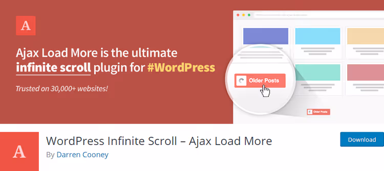 Página do plugin Ajax Load More no WordPress.org