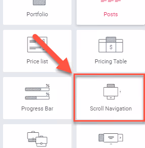 Scroll Navigation-widget i Elementor-panelet