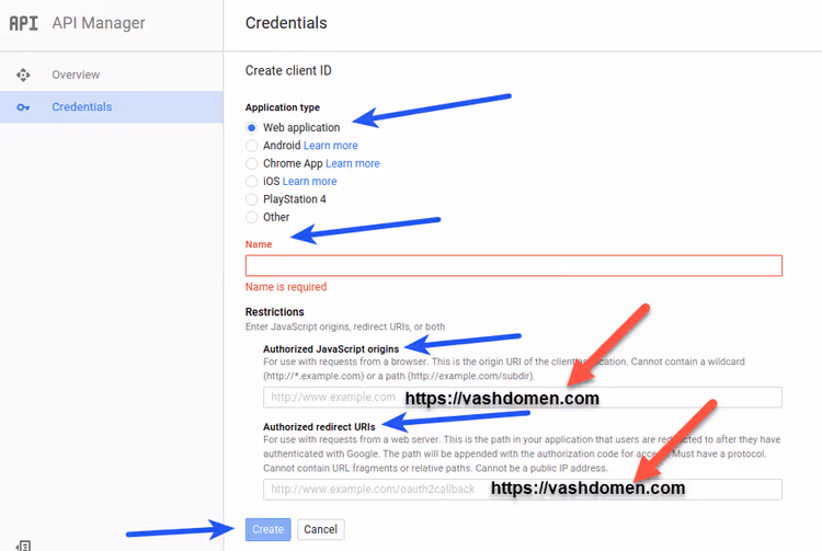 Erstellen eines OAuth-Clients in der Google Cloud Console für soziale Autorisierung