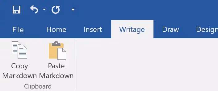 Comandos de copia Markdown en la interfaz de Writage