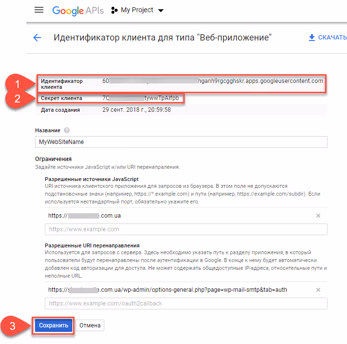 OAuth-klient-ID och -hemlighet i Google Cloud Console