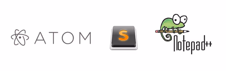 Iconos de editores de código populares: VS Code, Sublime Text, IntelliJ