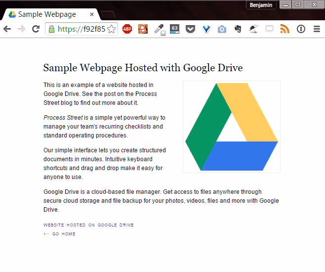 Приклад сайту, розміщеного через Google Script на Диску