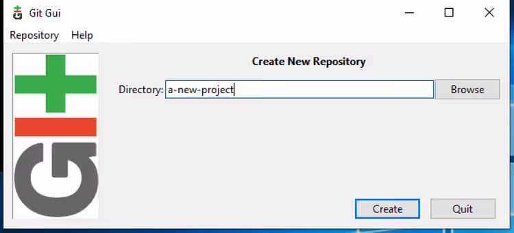 Creazione di un nuovo repository in Git GUI su Windows