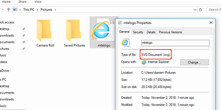 Esplora risorse di Windows con miniature SVG dopo l'installazione dell'estensione