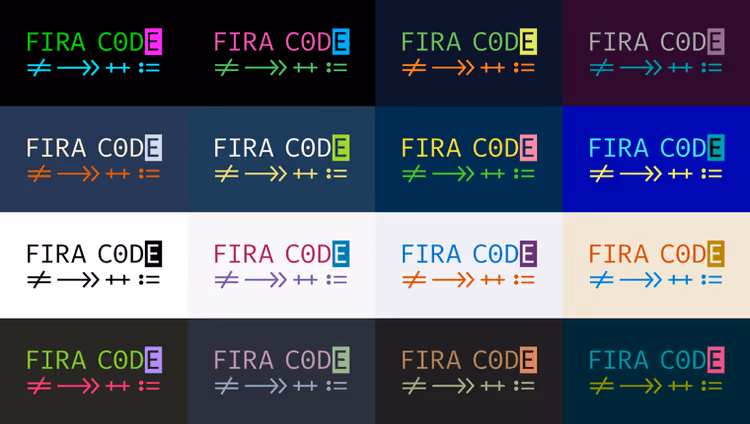 Пример кода с лигатурами Fira Code в редакторе