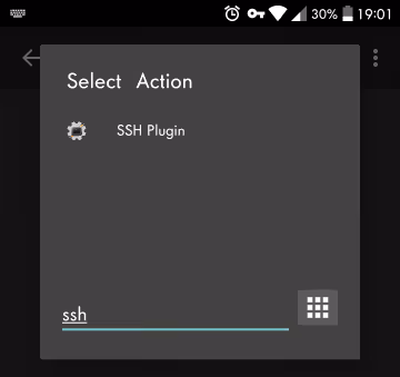 Фильтр действий Tasker с выбором SSH Plugin
