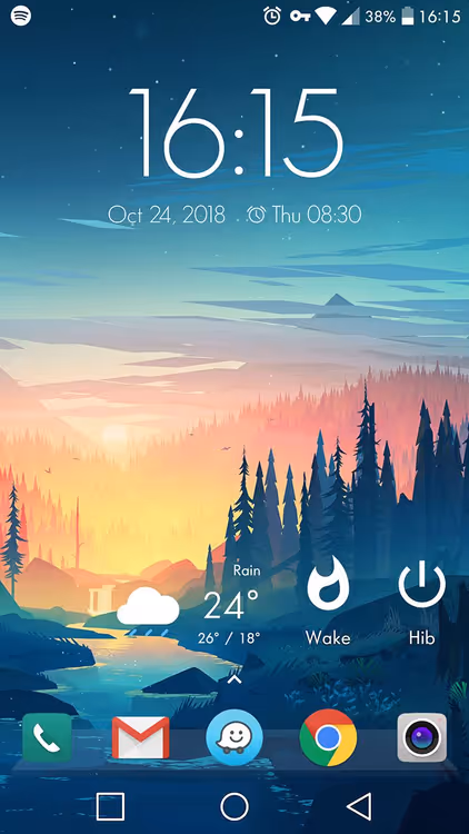 Домашний экран Android с виджетами Tasker для включения и спящего режима ПК