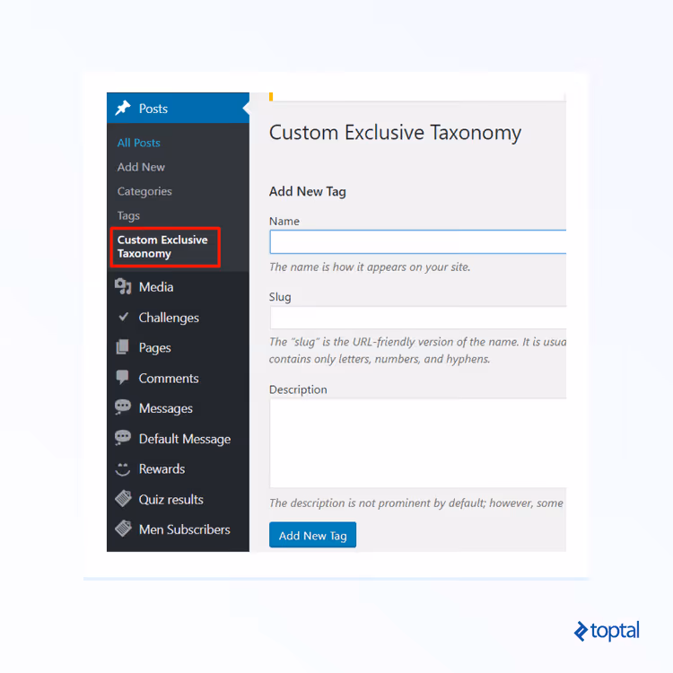 Custom taxonomy terms management page in WordPress admin