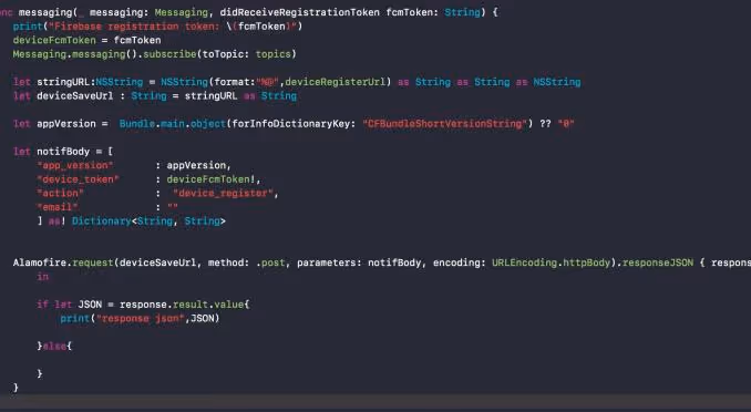 Exemple de configuration du SDK Firebase pour iOS
