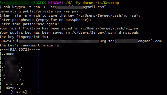 Utdata fra ssh-keygen-kommando med Ed25519-nøkkel i terminal