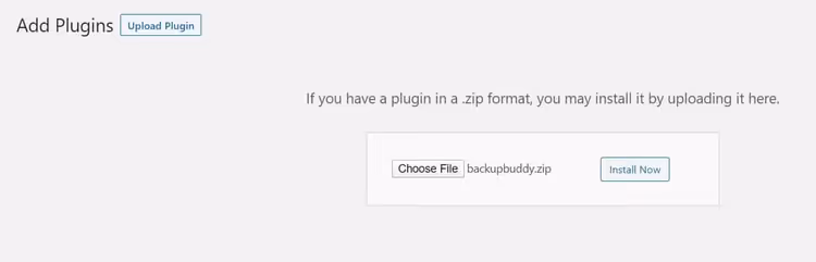 Installing the Solid Backups plugin through the WordPress admin panel