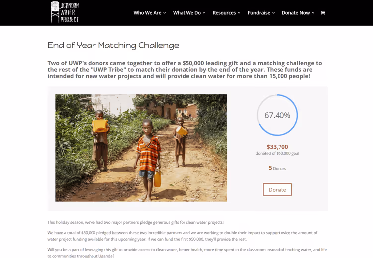 Campagne de don Charitable sur un site WordPress