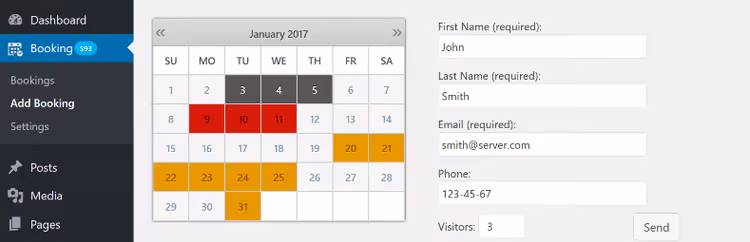 Календарь доступности Booking Calendar в админке WordPress