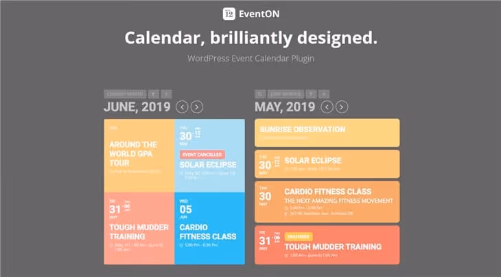 Material-дизайн календаря EventOn с цветовой кодировкой событий
