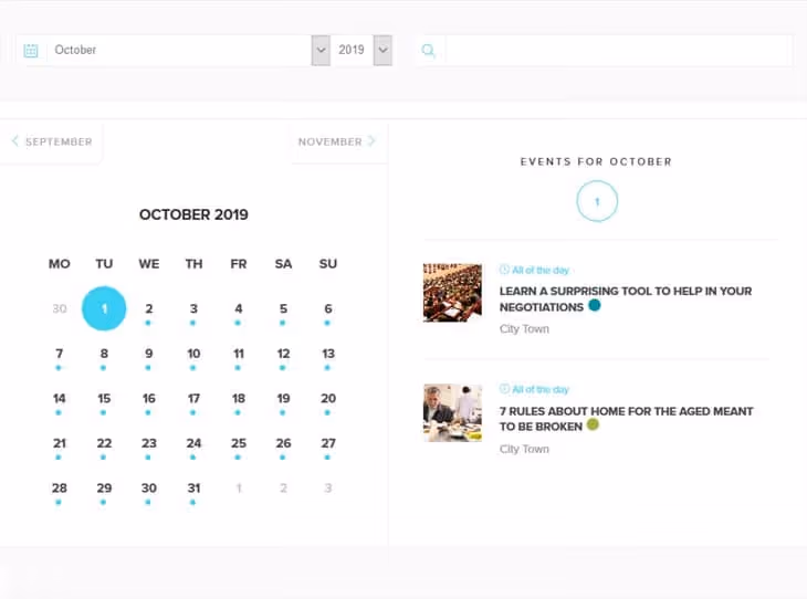 Календарь Modern Events Calendar с готовыми макетами