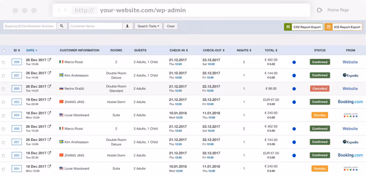 Панель бронирования Vik Booking с управлением номерами