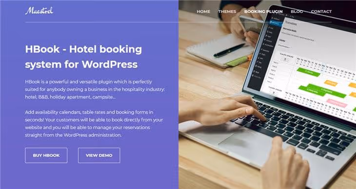 Форма бронирования отеля HBook с выбором дат и номера