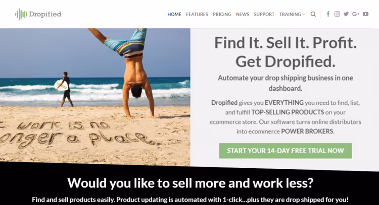 Dropified panel för dropshipping-produkthantering