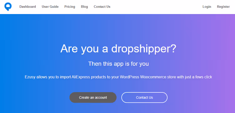Ezusy-gränssnitt för hantering av WooCommerce dropshipping-ordrar