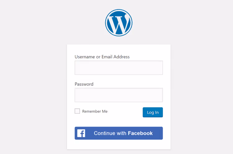 Botão de login do Facebook na página de login do WordPress
