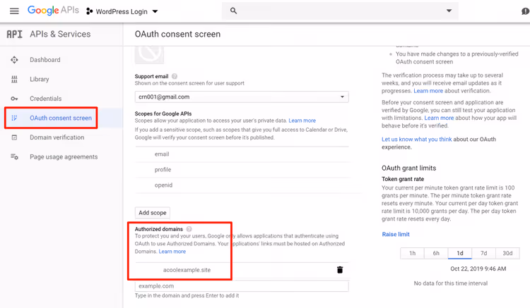Configuração do ecrã de consentimento OAuth na Google Cloud Console