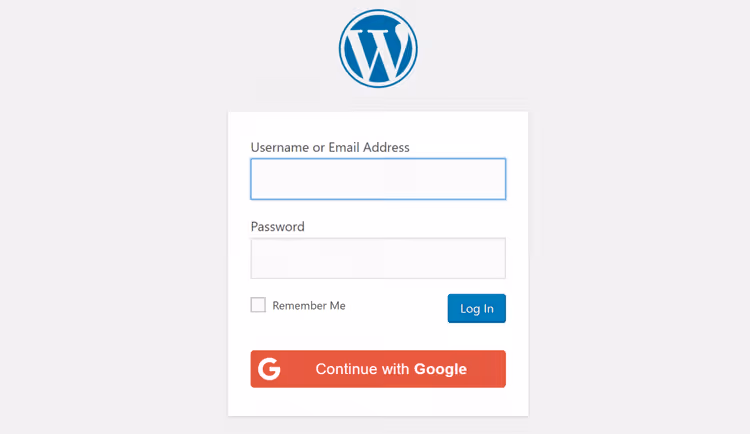 Botão de login do Google na página de login do WordPress