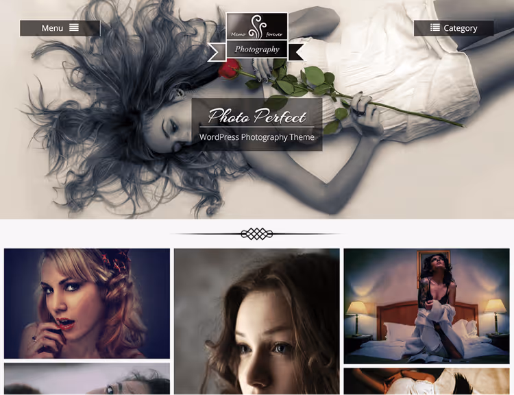 Тема Photo Perfect, централизованный заголовок с портфолио