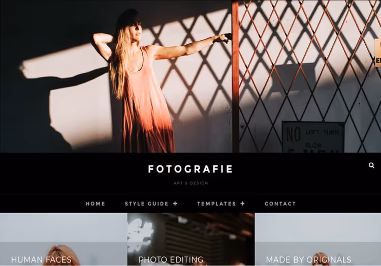 Тема Fotografie, модное минималистичное портфолио
