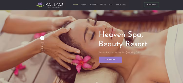 Spa landing on Kallyas theme with visual page builder