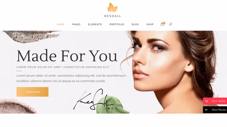 Kendall theme with elegant typography for spa center with blog