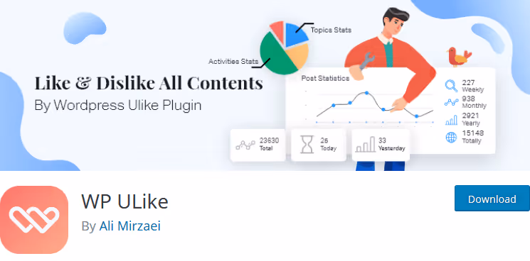 Кнопки лайков и дизлайков WP ULike на сайте WordPress