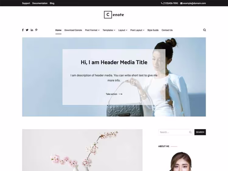 Cenote theme, lightweight blog with sticky menu