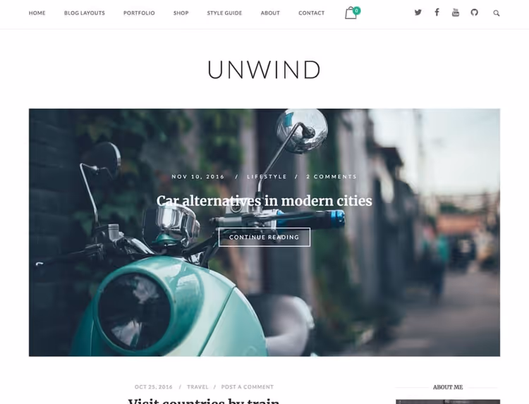 Unwind theme from SiteOrigin, minimalism for blogs