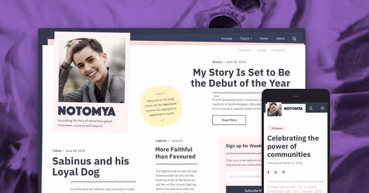 Noto Pixelgrade theme, premium design for writers
