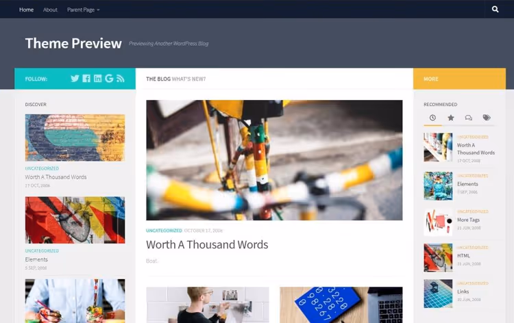 Hueman, professional theme with customizable sidebars