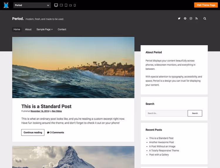 Period, dark theme for professional niches