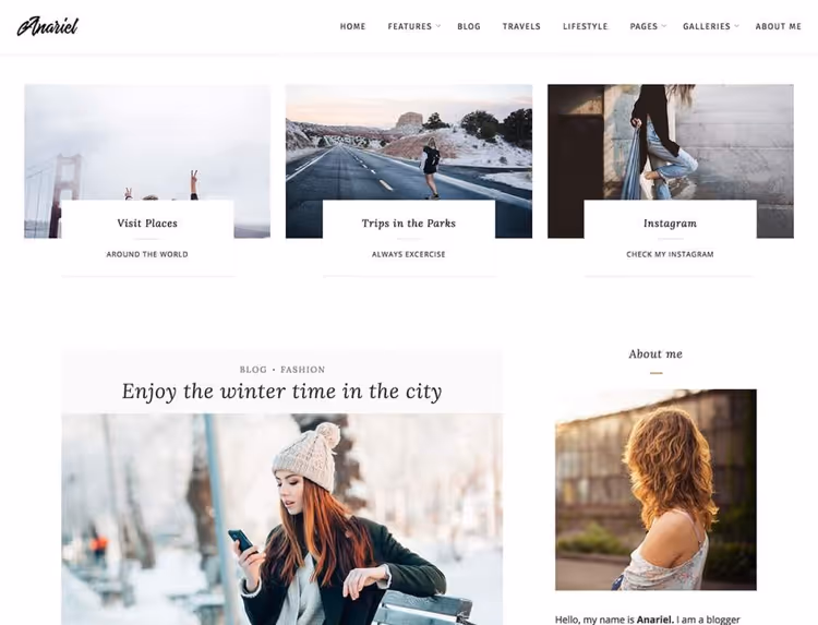 Anariel Lite, minimalism with Instagram feed and galleries