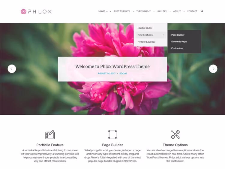 Phlox, universal theme with page builder