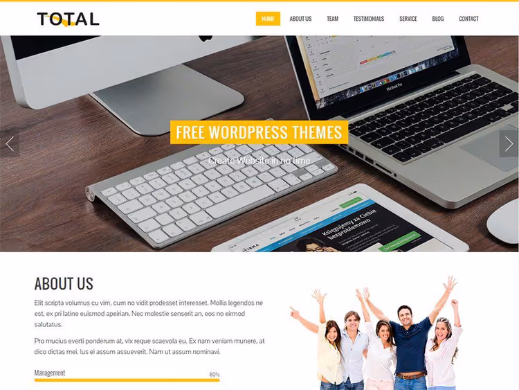 Total, theme for blogs and business sites with parallax