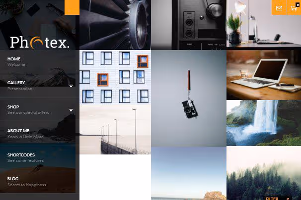 Cuadrícula con efecto switch del tema Photex