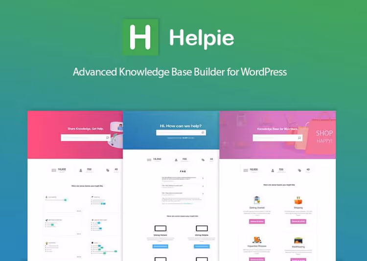 Helpie knowledge base control panel in WordPress