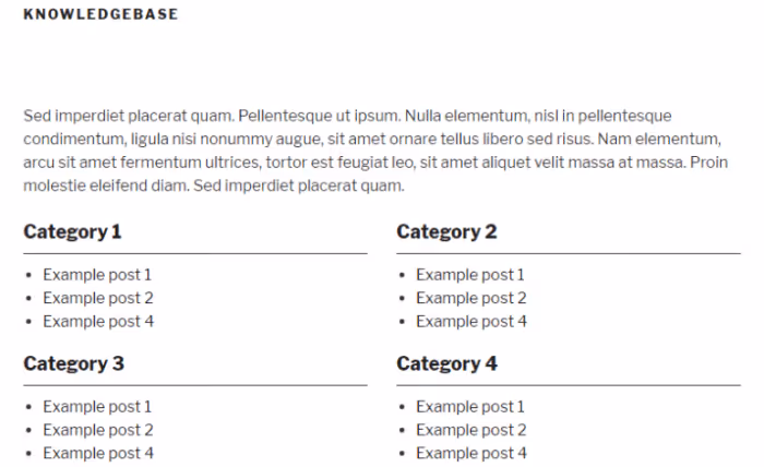 VS Knowledge Base category grid