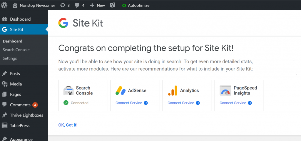 Google Site Kit для WordPress добавляет больше сервисов