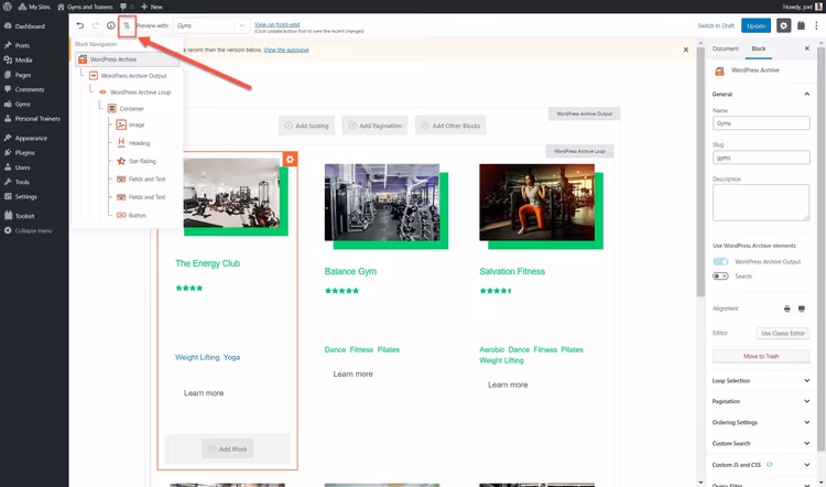 Configuring number of columns in Toolset archive