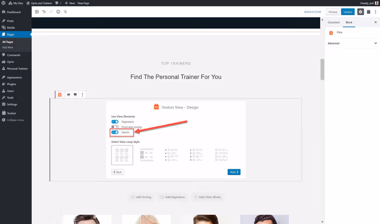 Enabling search option in Toolset wizard