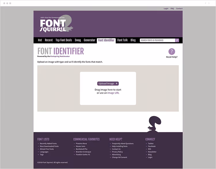 Інтерфейс Font Squirrel Matcherator: визначення шрифту з можливістю повороту зображення